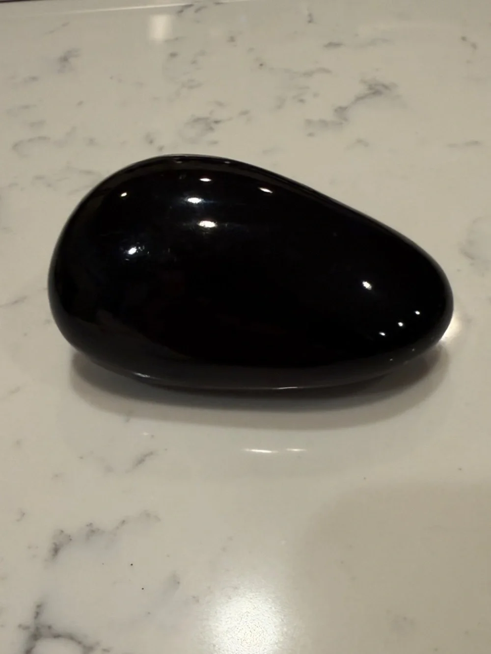 Paperweight Orange Koi on Black Laquered Stone Vietnam Hand Painted Vintage